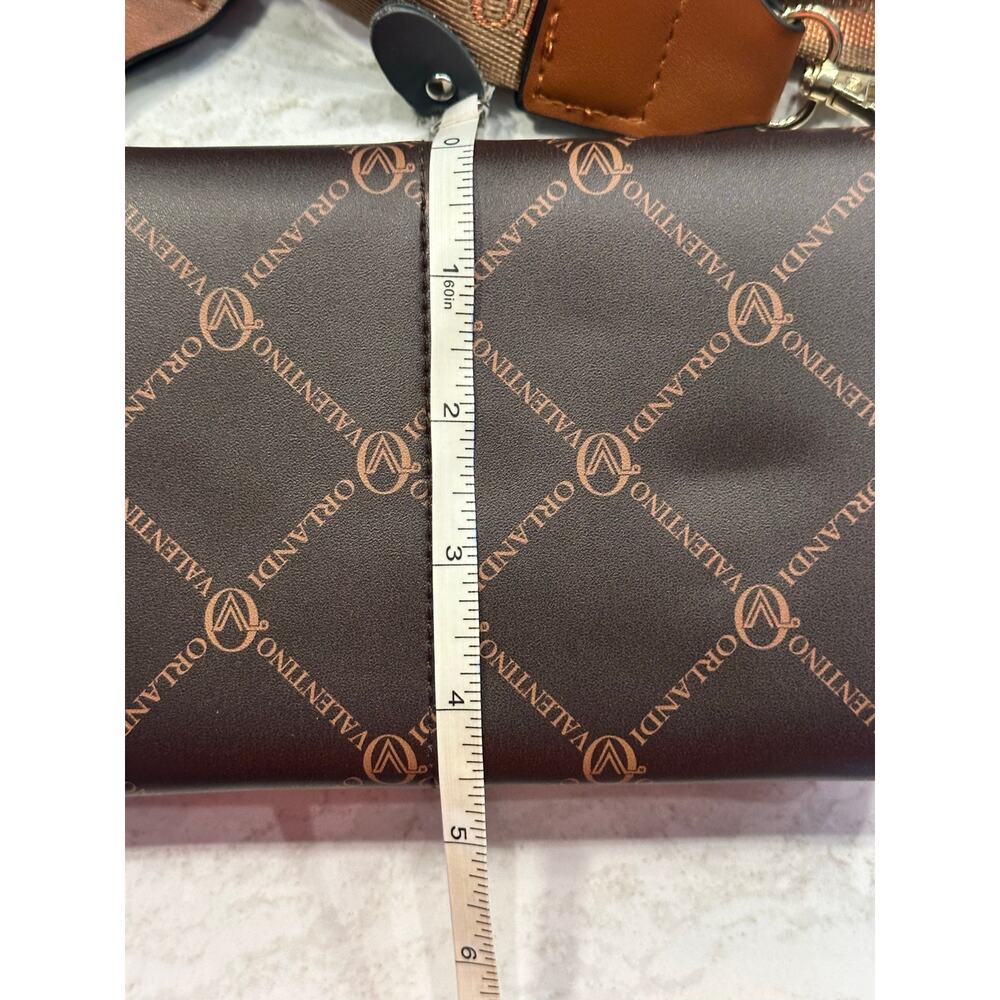 NWT Valentino Orlandi Brown Logo Crossbody Wallet Clutch Removable Strap $159 - Picture 5 of 6